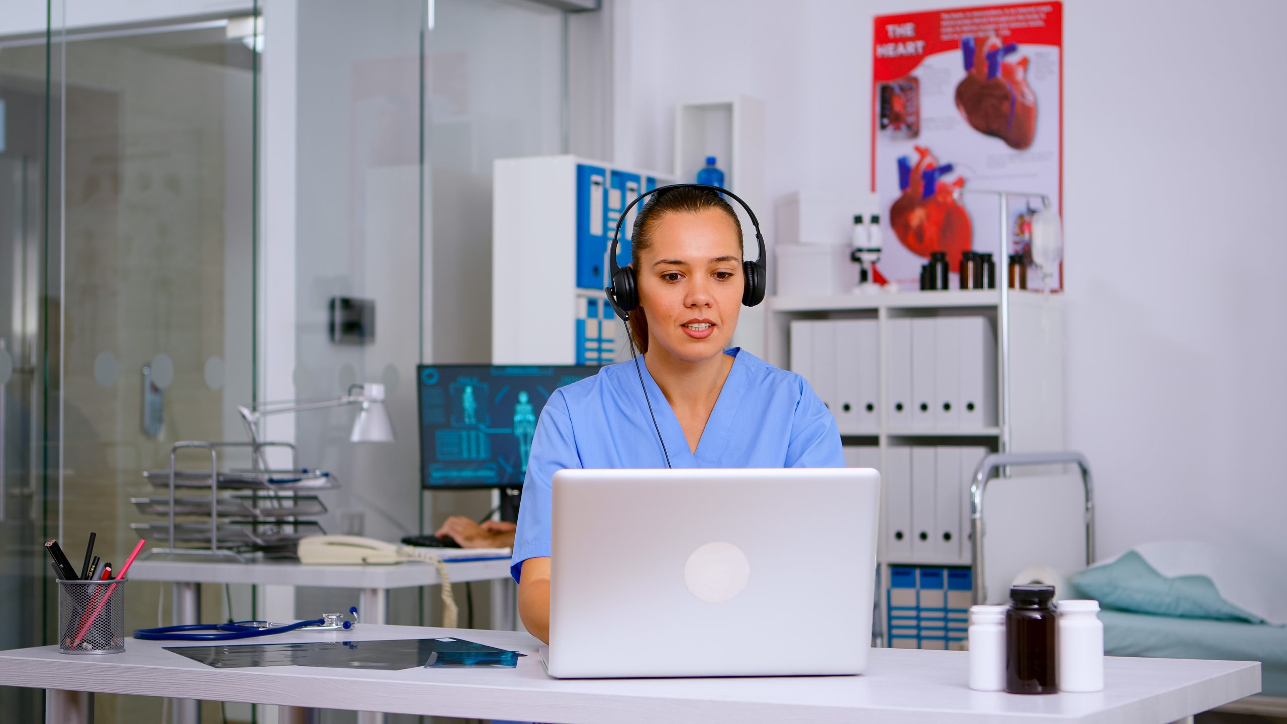 Medical admin assistant working healthcare front desk