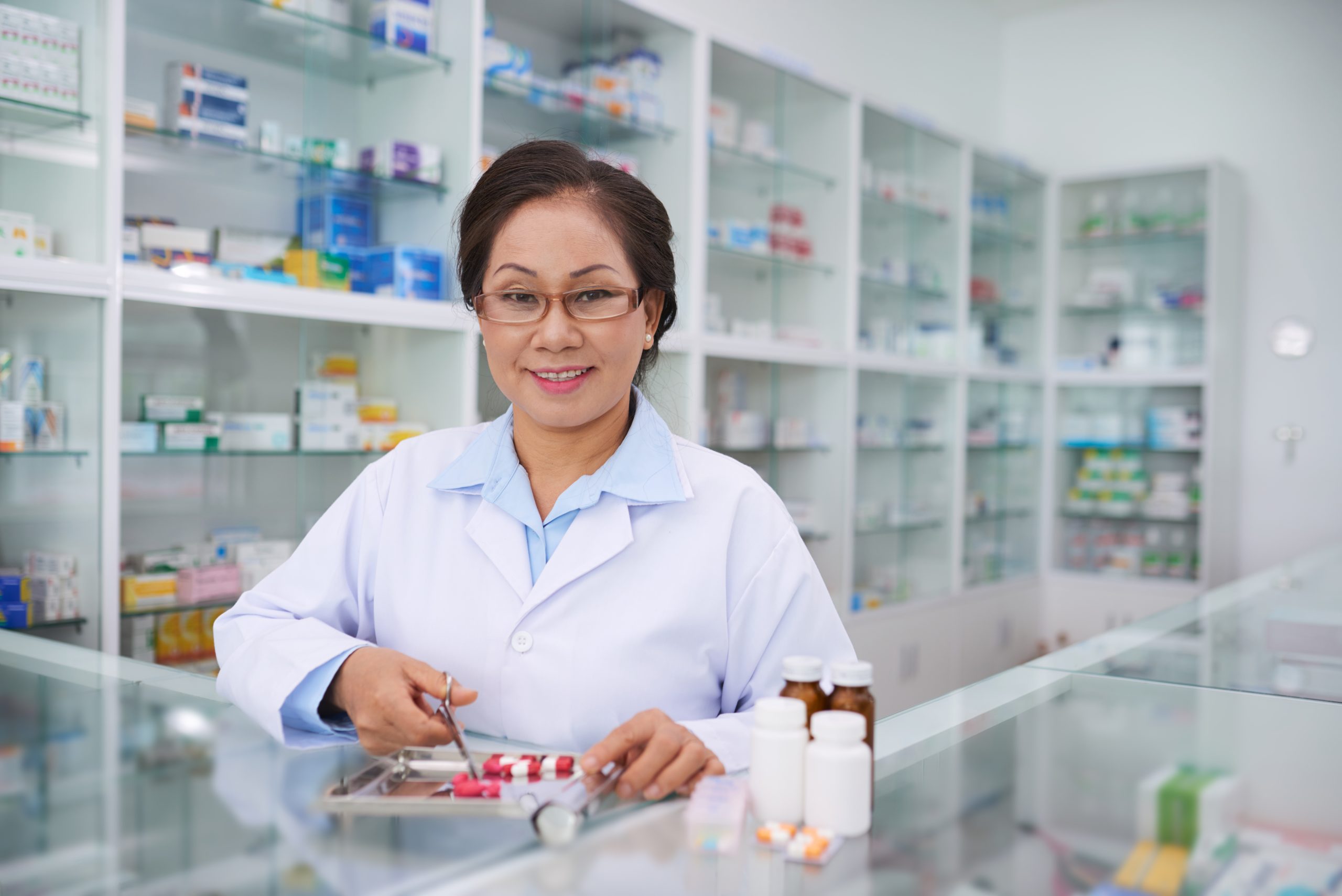 Pharmacy technician preparing medications admin duties