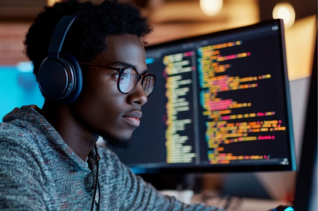 Student practicing program skills with appropriate tools in a relevant setting.