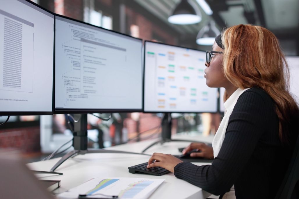 Student practicing program skills with appropriate tools in a relevant setting.