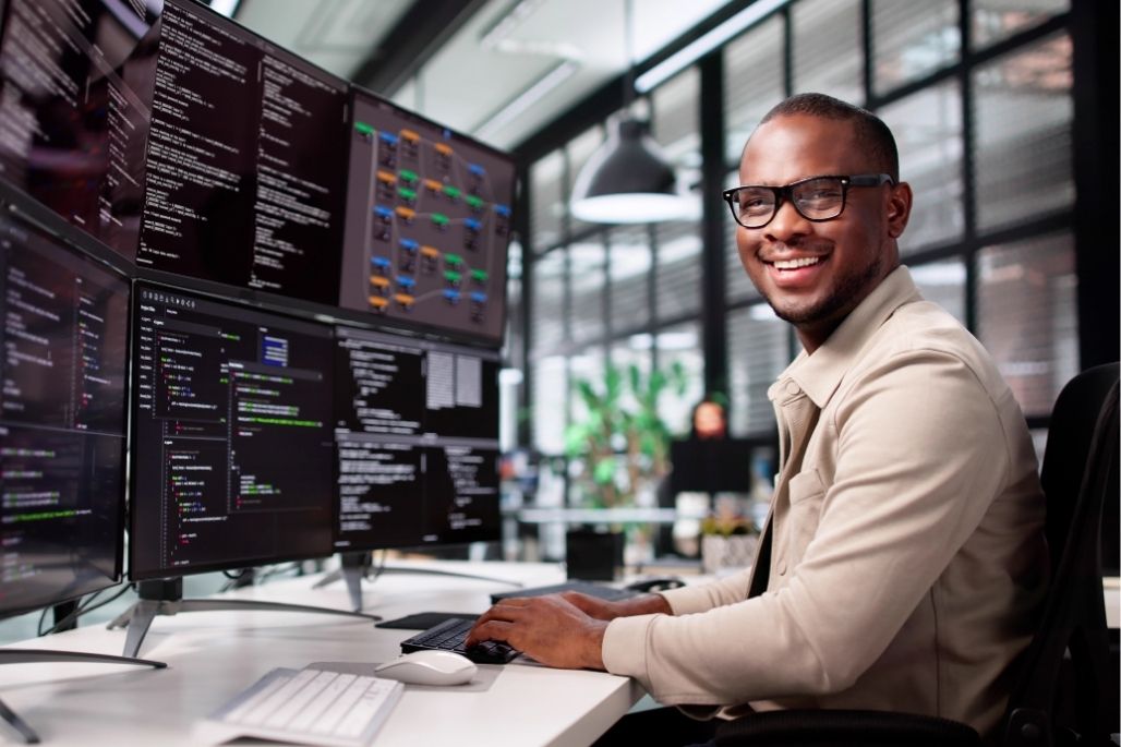 Student practicing program skills with appropriate tools in a relevant setting.